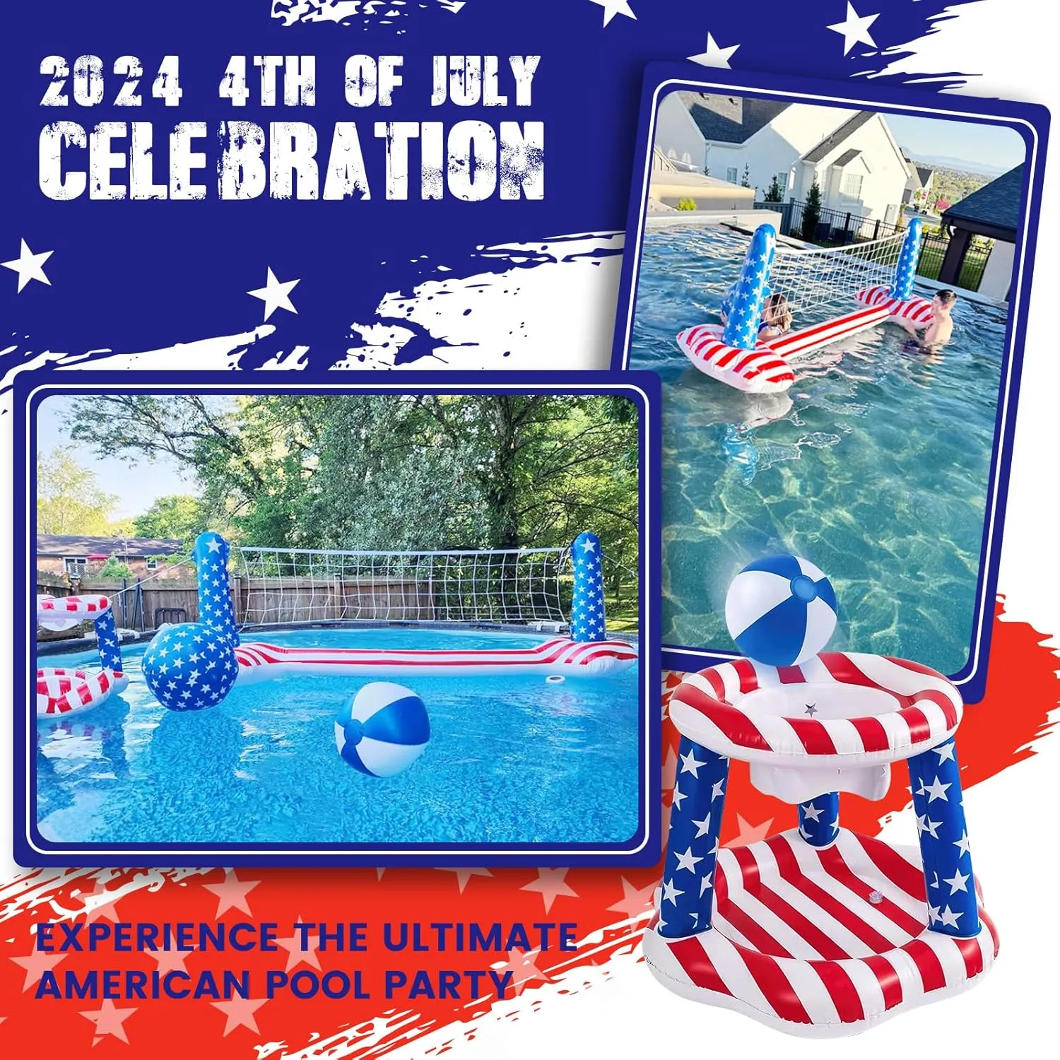 Toys for Kids 8-12 | Teens Summer Floaties 10.4' Larger Pool Volleyball Set - 2024 NEW Inground Pool Volleyball Net & Basketball Hoop, Inflatable Water Games for Adults and Family, Pool diameter drum taboo induct detach irregularly Floating 