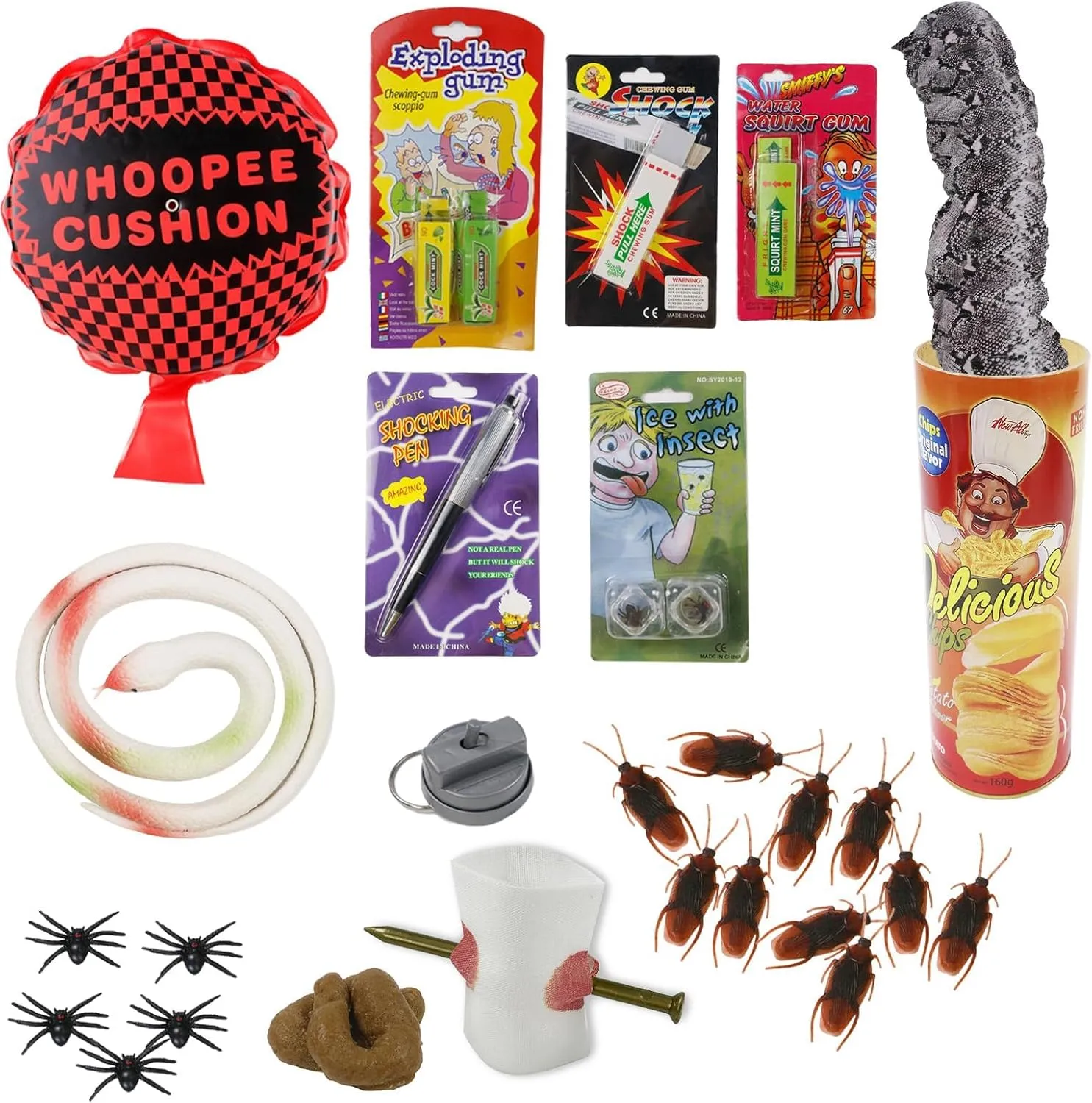 Toys Kids Gag Box TOYMAKER 26Pcs Prank Kit$ Pranks for potato Kids Magic Potato Chip Cans Fries Toys April Fool Day Funny 