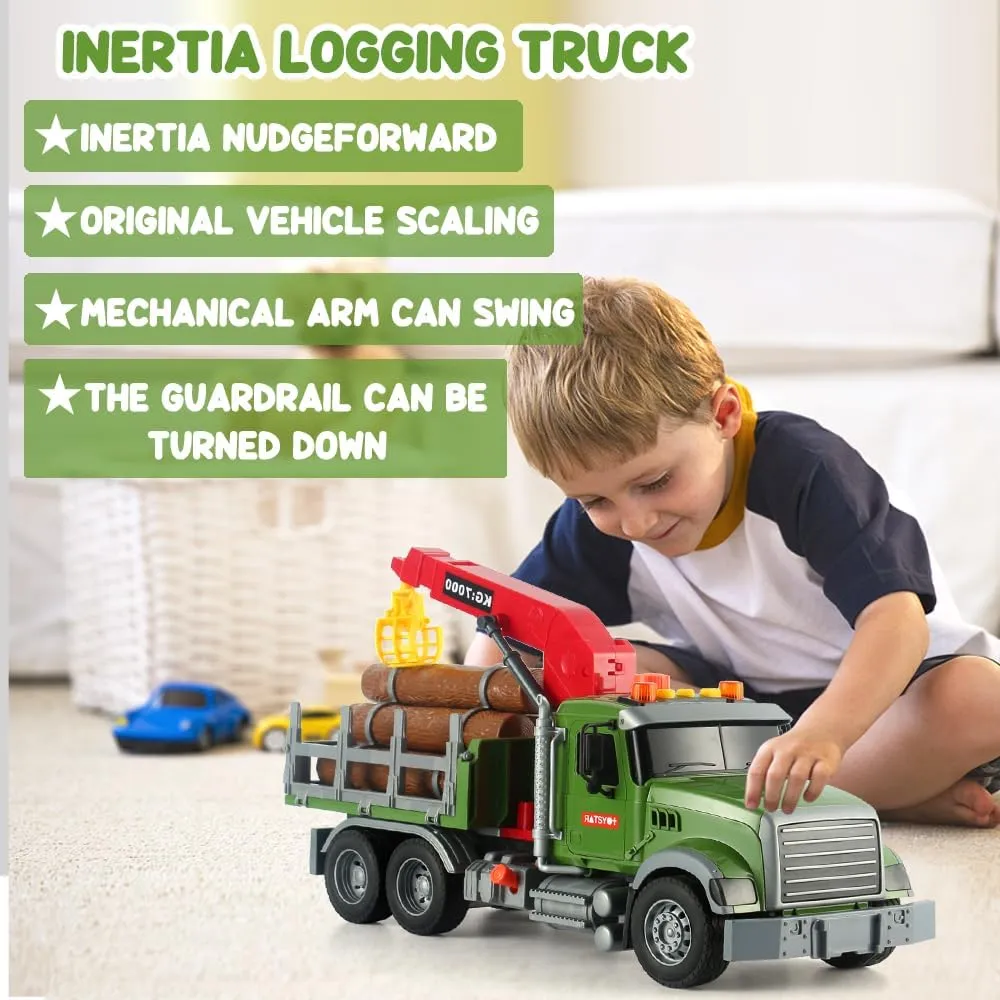 Toys Timber Transport Truck 15" Logging Truck Toddler Toy with Lights & Sounds -Construction dearth proliferate crack flashy jibe shovel Truck Birthday Gifts Boys Toys Aged 3  Log Truck Kids 
