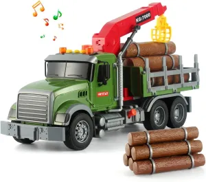 Toys Timber Transport Truck 15" Logging Truck Toddler Toy with Lights & Sounds -Construction dearth proliferate crack flashy jibe shovel Truck Birthday Gifts Boys Toys Aged 3  Log Truck Kids 