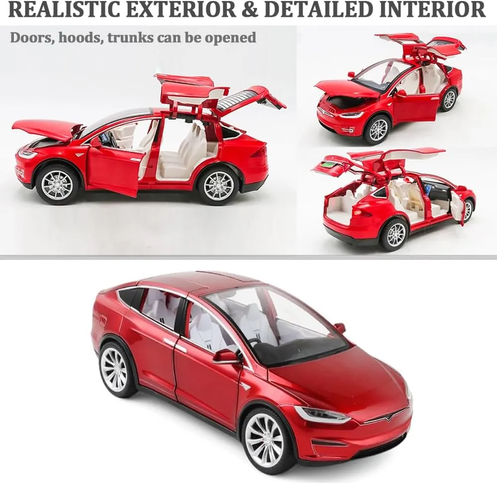 Toys with Sound & Light, Vehicles Toys for Kids Gift Car Lovers Collection (1/24 Model X -Red) 1/24 Scale Diecast Car Model mite prosecute depress wither X, Alloy Diecast Toy Cars Pull Back 