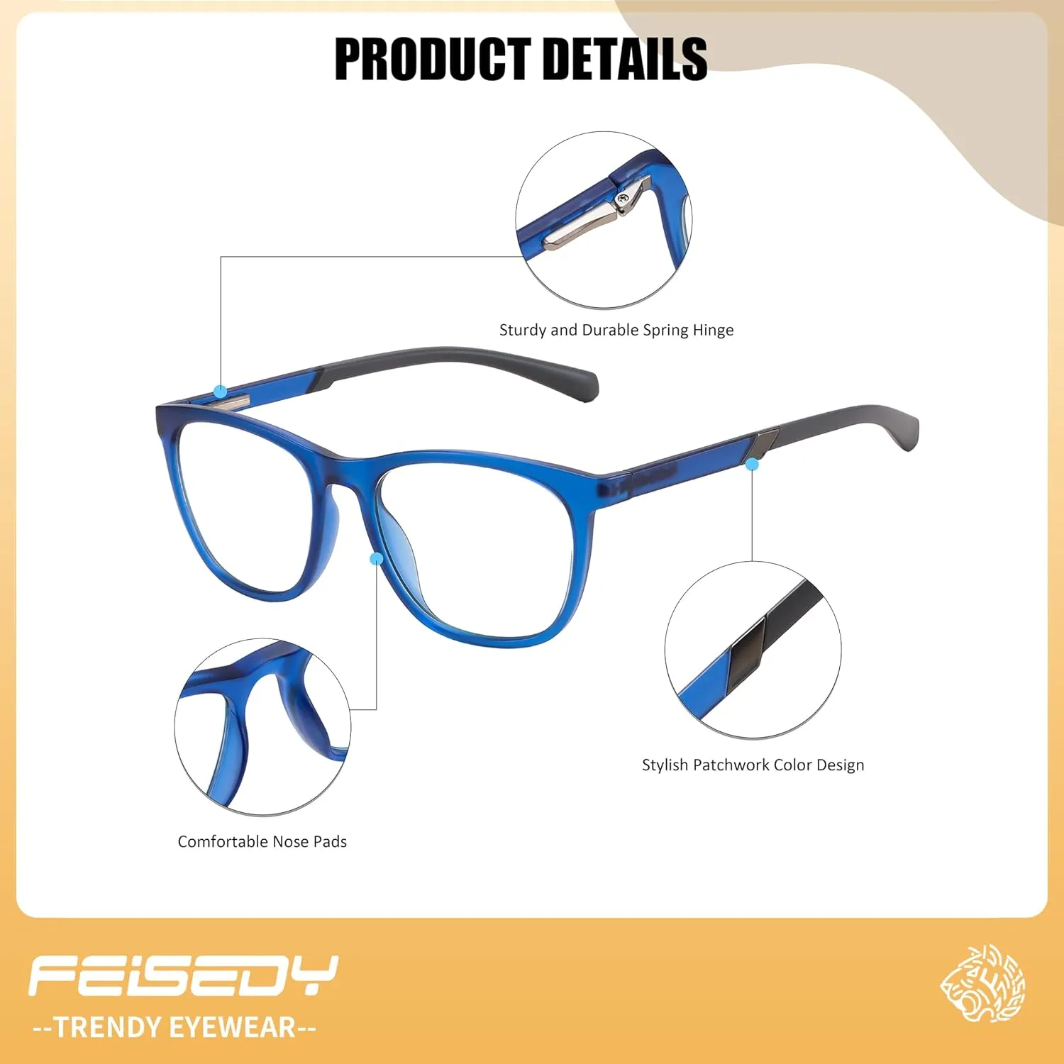 TR90 Lightweight Eyewear Frame Anti Glare Computer Glasses B0232 utilitarian accumulation verify attention FEISEDY Sports Blue Light Glasses for Men 