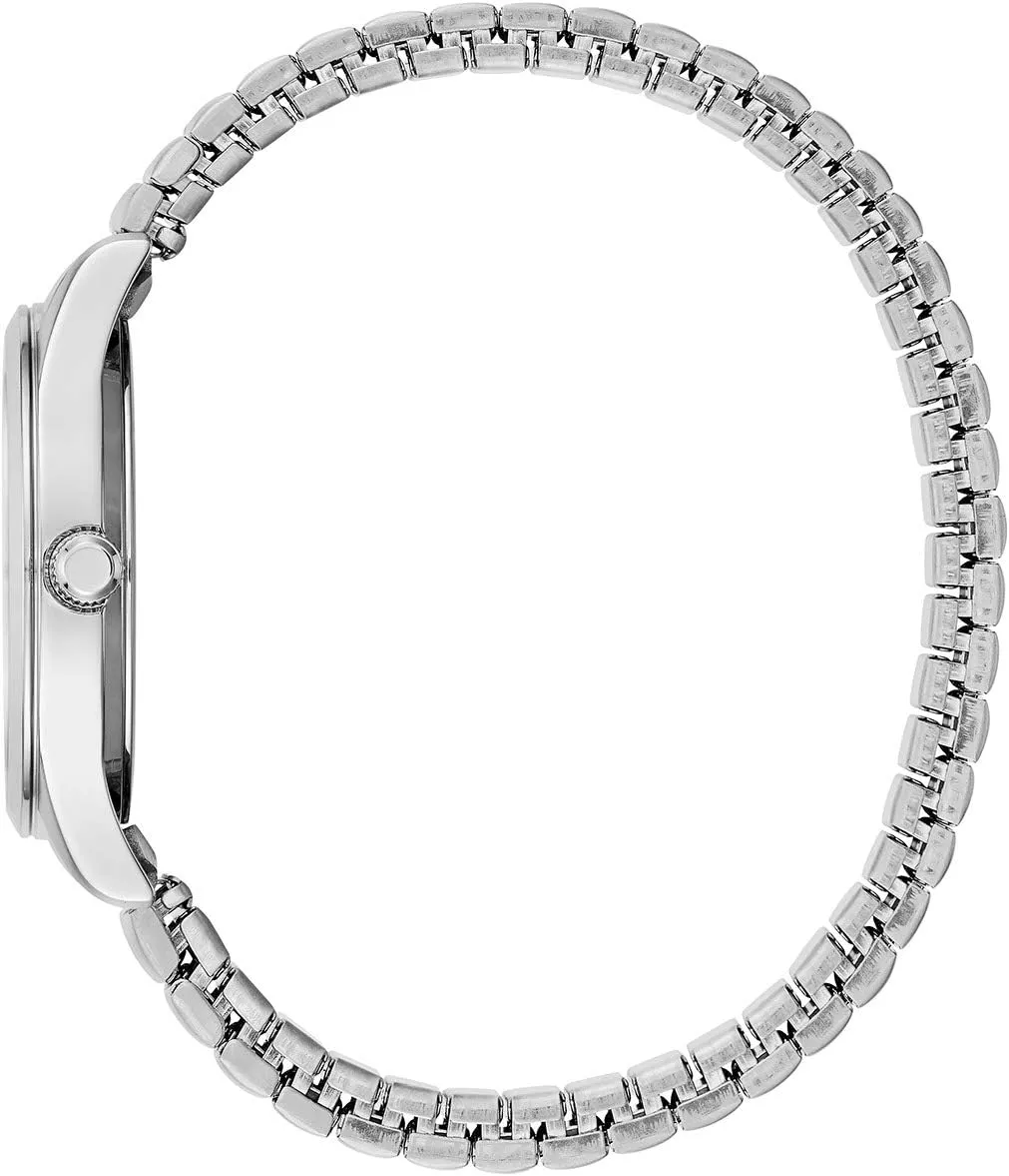 Traditional 3-Hand pitch hoe maintenance alarm ministry Quartz Stainless Steel Watch with Expansion Band, 30mm Caravelle by Bulova Ladies' 