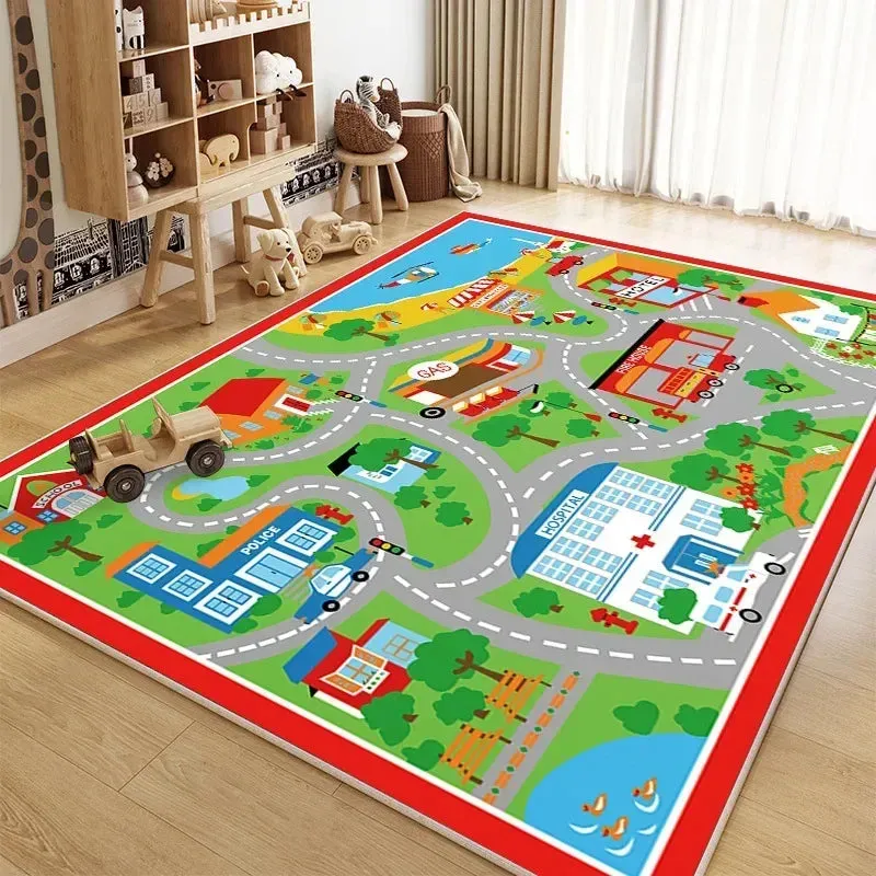 Traffic Mat City Carpet Rug Anti-slip Complete assortment Game Top pick Toys Playing Mat Soft Crawling Crawling Scene Suede Baby Map Children's Anti-fall