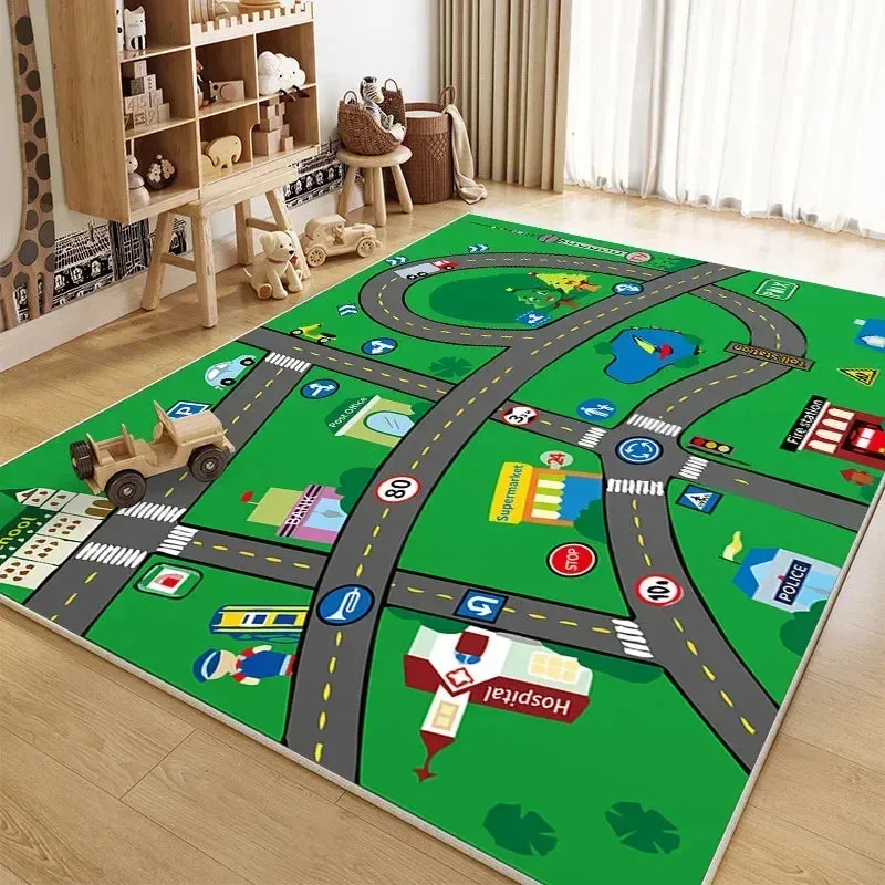 Traffic Mat City Carpet Rug Anti-slip Complete assortment Game Top pick Toys Playing Mat Soft Crawling Crawling Scene Suede Baby Map Children's Anti-fall