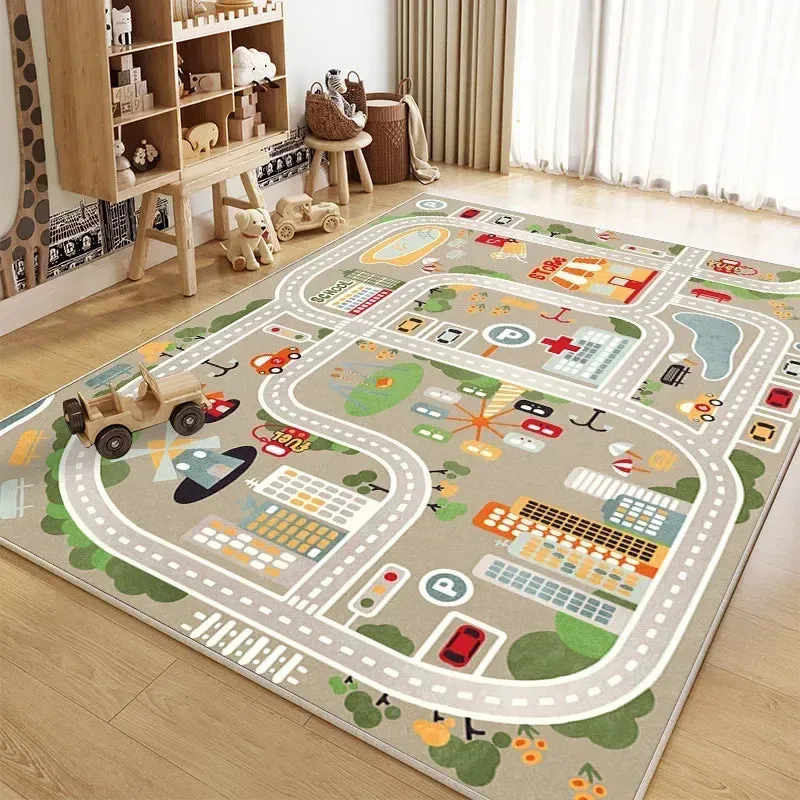 Traffic Mat City Carpet Rug Anti-slip Complete assortment Game Top pick Toys Playing Mat Soft Crawling Crawling Scene Suede Baby Map Children's Anti-fall