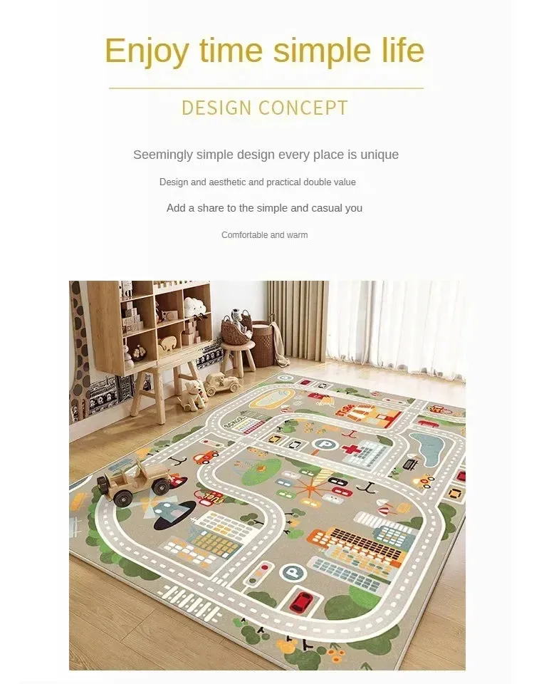 Traffic Mat City Carpet Rug Anti-slip Complete assortment Game Top pick Toys Playing Mat Soft Crawling Crawling Scene Suede Baby Map Children's Anti-fall