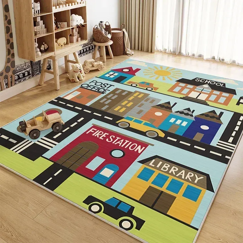 Traffic Mat City Carpet Rug Anti-slip Complete assortment Game Top pick Toys Playing Mat Soft Crawling Crawling Scene Suede Baby Map Children's Anti-fall