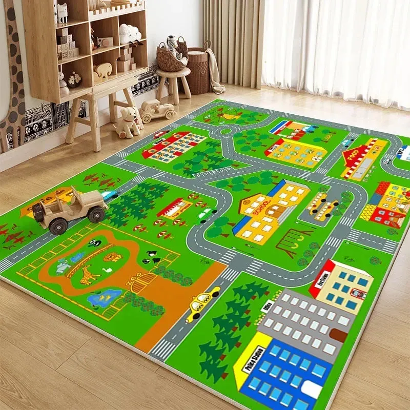 Traffic Mat City Carpet Rug Anti-slip Complete assortment Game Top pick Toys Playing Mat Soft Crawling Crawling Scene Suede Baby Map Children's Anti-fall