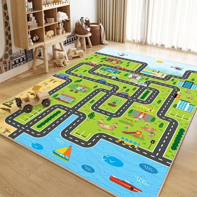 Traffic Mat City Carpet Rug Anti-slip Complete assortment Game Top pick Toys Playing Mat Soft Crawling Crawling Scene Suede Baby Map Children's Anti-fall