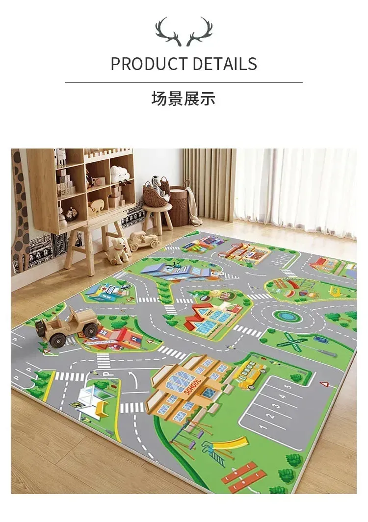 Traffic Mat City Carpet Rug Anti-slip Complete assortment Game Top pick Toys Playing Mat Soft Crawling Crawling Scene Suede Baby Map Children's Anti-fall