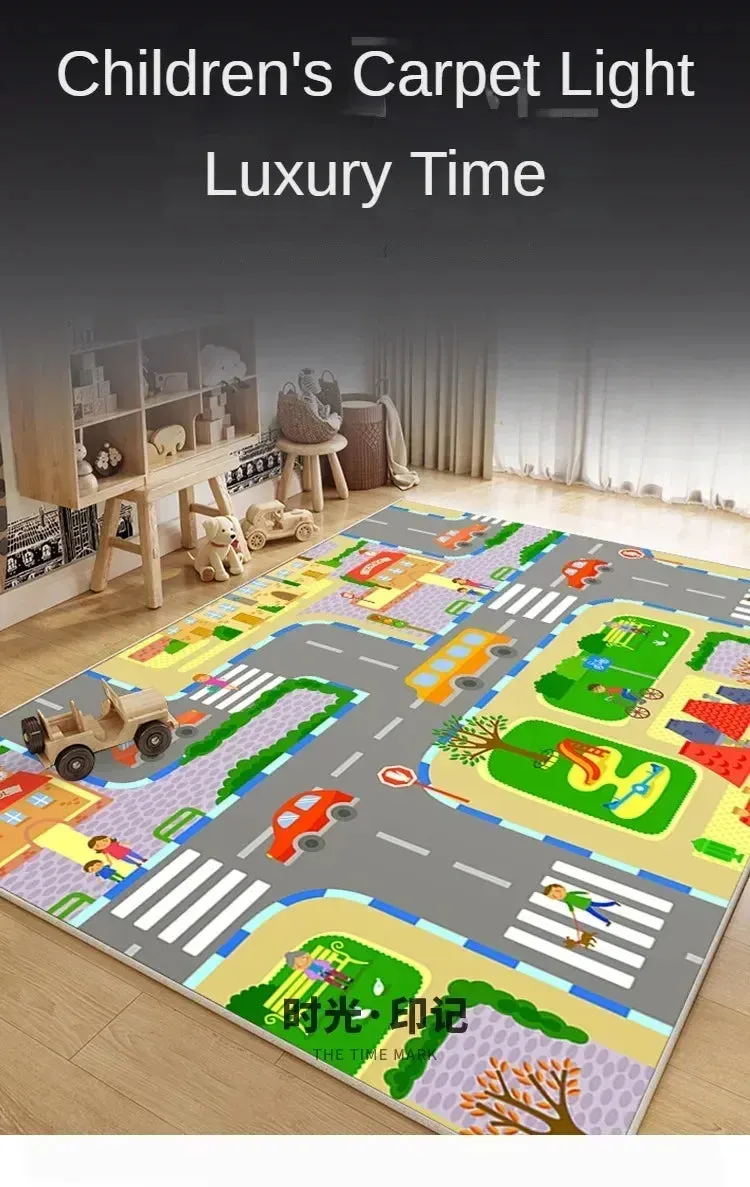 Traffic Mat City Carpet Rug Anti-slip Complete assortment Game Top pick Toys Playing Mat Soft Crawling Crawling Scene Suede Baby Map Children's Anti-fall