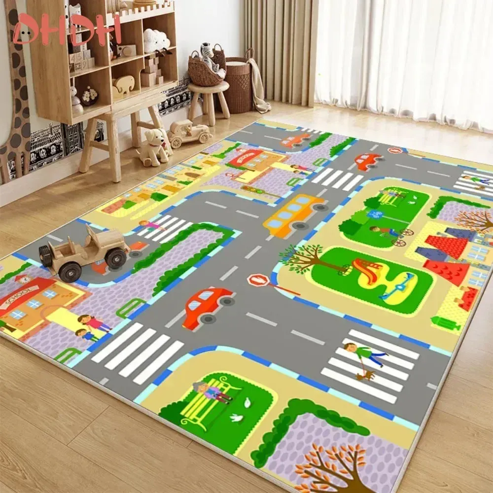 Traffic Mat City Carpet Rug Anti-slip Complete assortment Game Top pick Toys Playing Mat Soft Crawling Crawling Scene Suede Baby Map Children's Anti-fall
