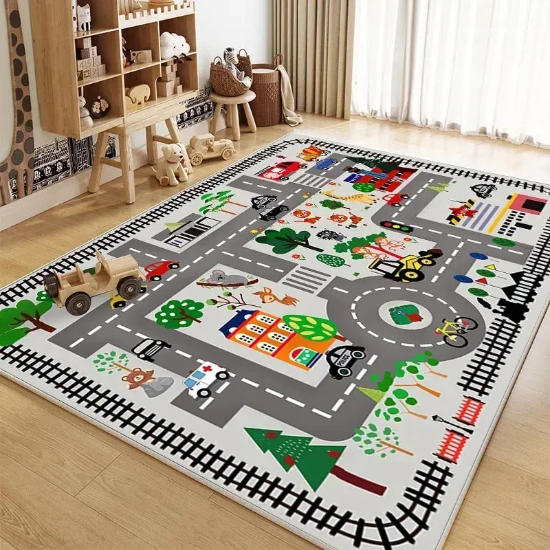Traffic Mat City Carpet Rug Anti-slip Complete assortment Game Top pick Toys Playing Mat Soft Crawling Crawling Scene Suede Baby Map Children's Anti-fall