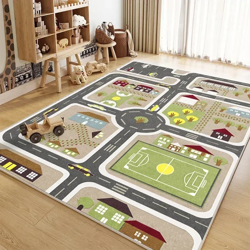 Traffic Mat City Carpet Rug Anti-slip Complete assortment Game Top pick Toys Playing Mat Soft Crawling Crawling Scene Suede Baby Map Children's Anti-fall