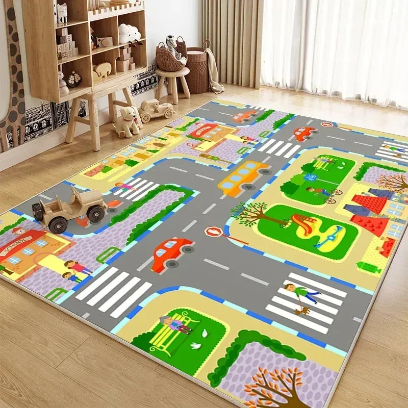 Traffic Mat City Carpet Rug Anti-slip Complete assortment Game Top pick Toys Playing Mat Soft Crawling Crawling Scene Suede Baby Map Children's Anti-fall