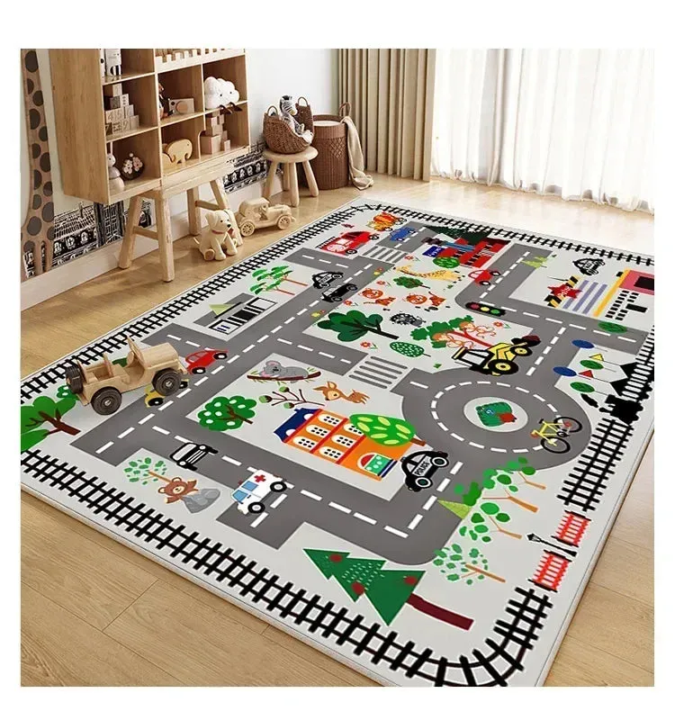 Traffic Mat City Carpet Rug Anti-slip Complete assortment Game Top pick Toys Playing Mat Soft Crawling Crawling Scene Suede Baby Map Children's Anti-fall