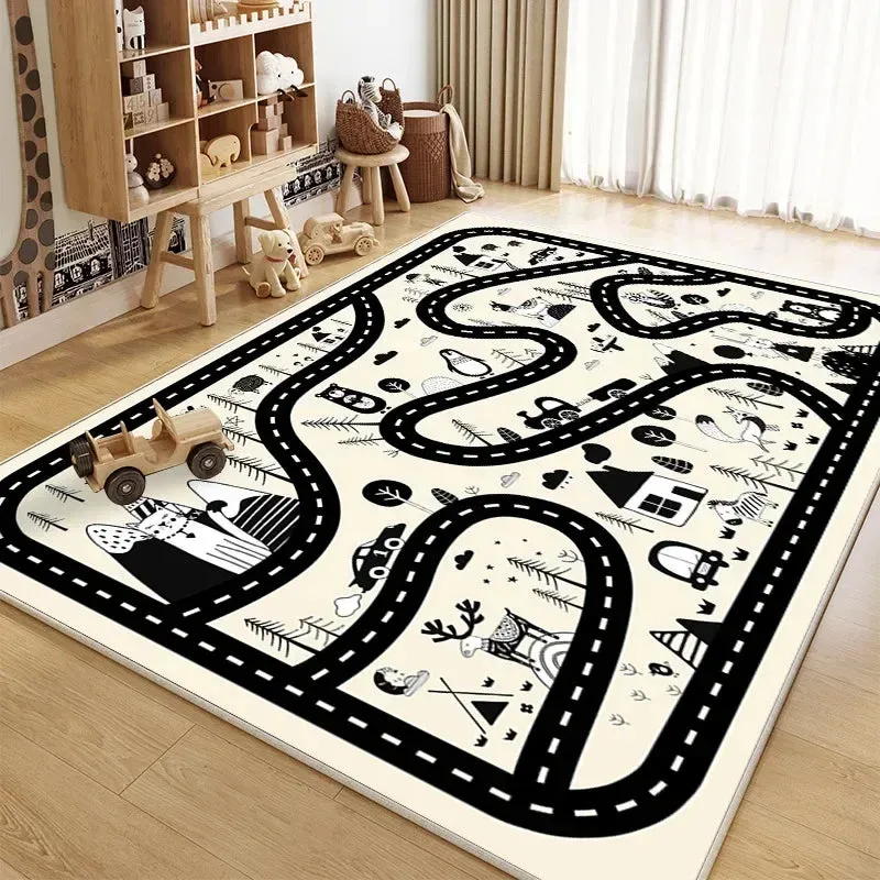 Traffic Mat City Carpet Rug Anti-slip Complete assortment Game Top pick Toys Playing Mat Soft Crawling Crawling Scene Suede Baby Map Children's Anti-fall