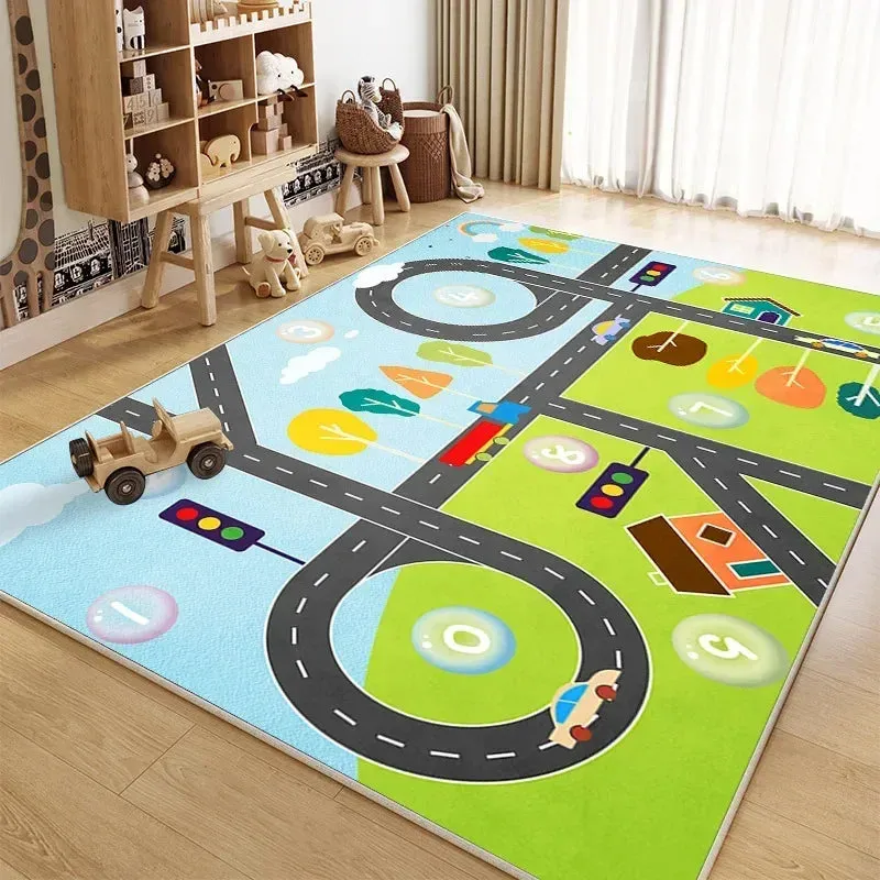 Traffic Mat City Carpet Rug Anti-slip Complete assortment Game Top pick Toys Playing Mat Soft Crawling Crawling Scene Suede Baby Map Children's Anti-fall