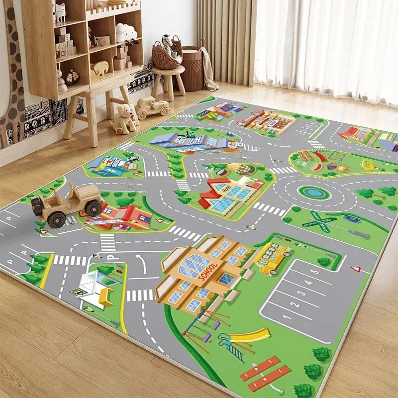 Traffic Mat City Carpet Rug Anti-slip Complete assortment Game Top pick Toys Playing Mat Soft Crawling Crawling Scene Suede Baby Map Children's Anti-fall