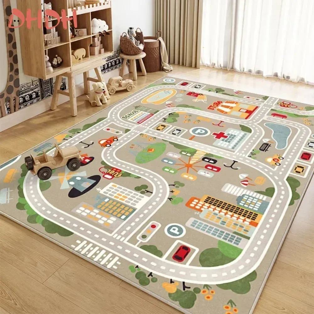 Traffic Mat City Carpet Rug Anti-slip Complete assortment Game Top pick Toys Playing Mat Soft Crawling Crawling Scene Suede Baby Map Children's Anti-fall