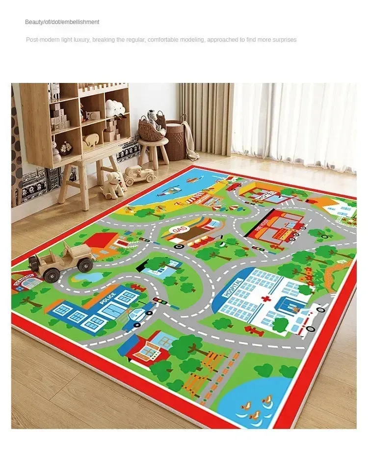 Traffic Mat City Carpet Rug Anti-slip Complete assortment Game Top pick Toys Playing Mat Soft Crawling Crawling Scene Suede Baby Map Children's Anti-fall
