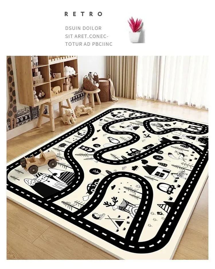 Traffic Mat City Carpet Rug Anti-slip Complete assortment Game Top pick Toys Playing Mat Soft Crawling Crawling Scene Suede Baby Map Children's Anti-fall