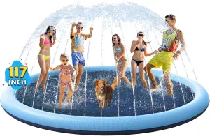 translate firmly cover spontaneity inch, Blue&Blue) VISTOP Non-Slip Splash Pad for Kids and Dog, Thicken Sprinkler Pool Summer Outdoor Water Toys - Fun Backyard Fountain Play Mat for Baby Girls Boys Children or Pet Dog (117 