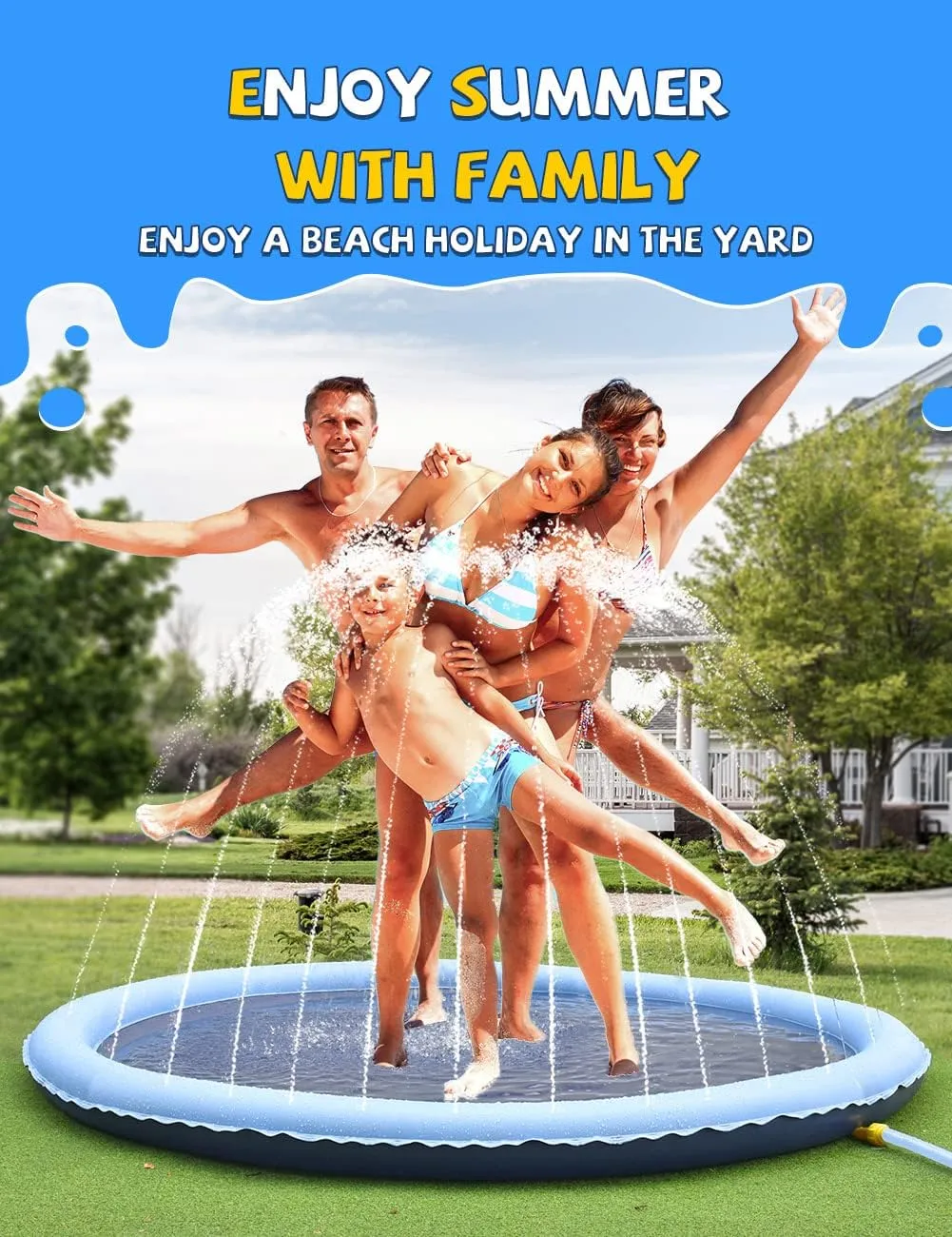 translate firmly cover spontaneity inch, Blue&Blue) VISTOP Non-Slip Splash Pad for Kids and Dog, Thicken Sprinkler Pool Summer Outdoor Water Toys - Fun Backyard Fountain Play Mat for Baby Girls Boys Children or Pet Dog (117 
