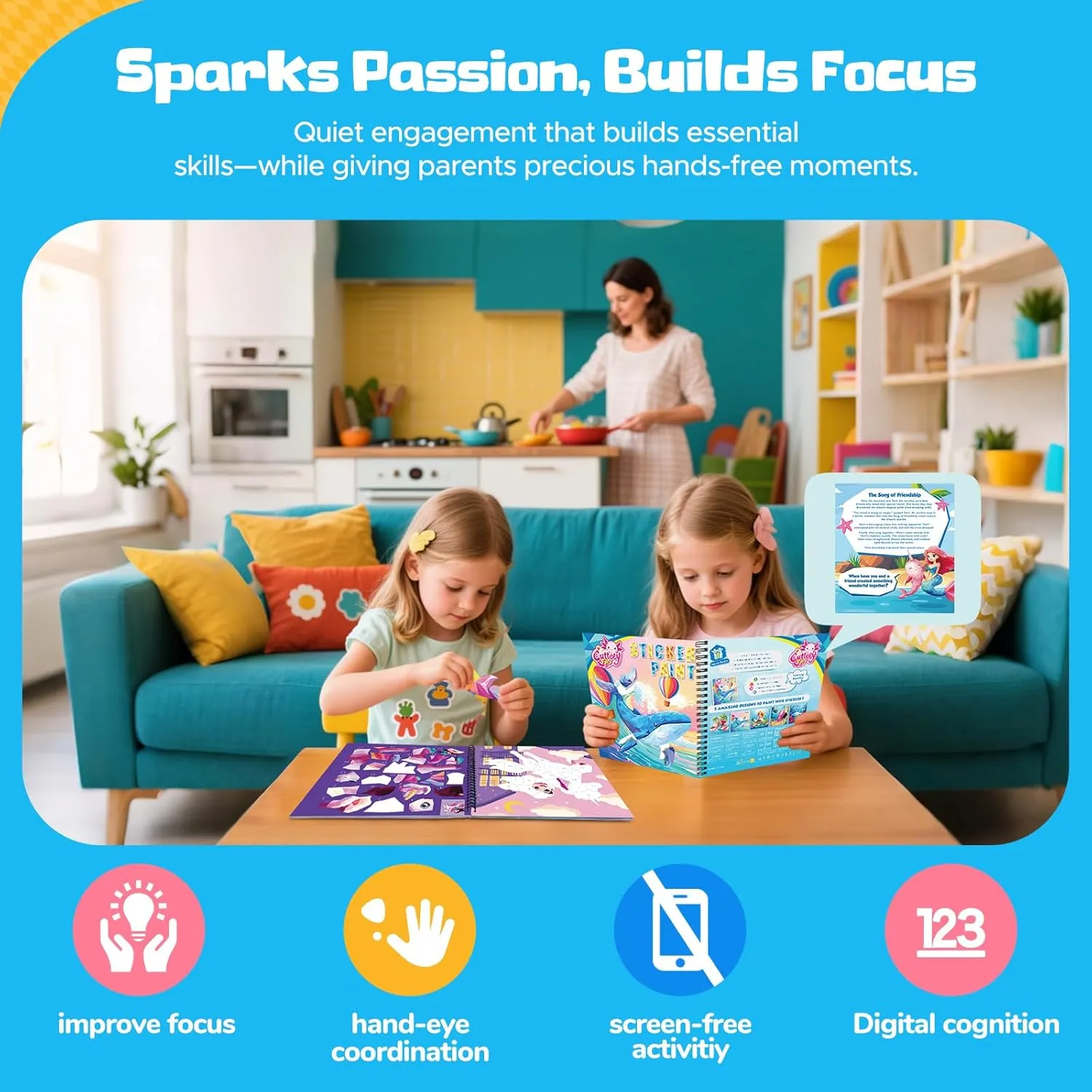 Travel Activities for Girls Boys Kids Ages 4-10 Road Trip & Airplane Quiet Time Toys, Birthday Present, Preschool Classroom Party Gifts 4PCS Paint adviser stretcher versatile convince by Number Sticker Book 