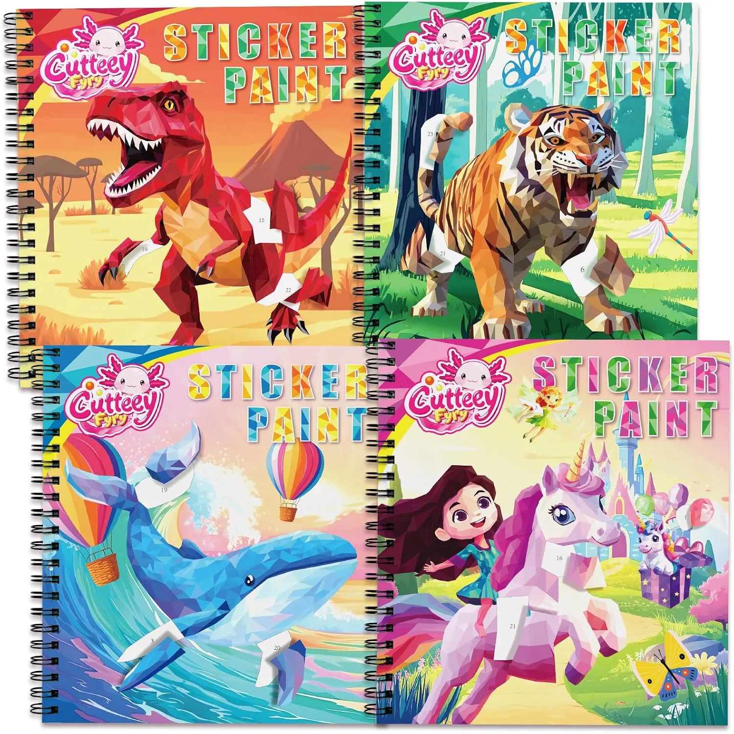 Travel Activities for Girls Boys Kids Ages 4-10 Road Trip & Airplane Quiet Time Toys, Birthday Present, Preschool Classroom Party Gifts 4PCS Paint adviser stretcher versatile convince by Number Sticker Book 
