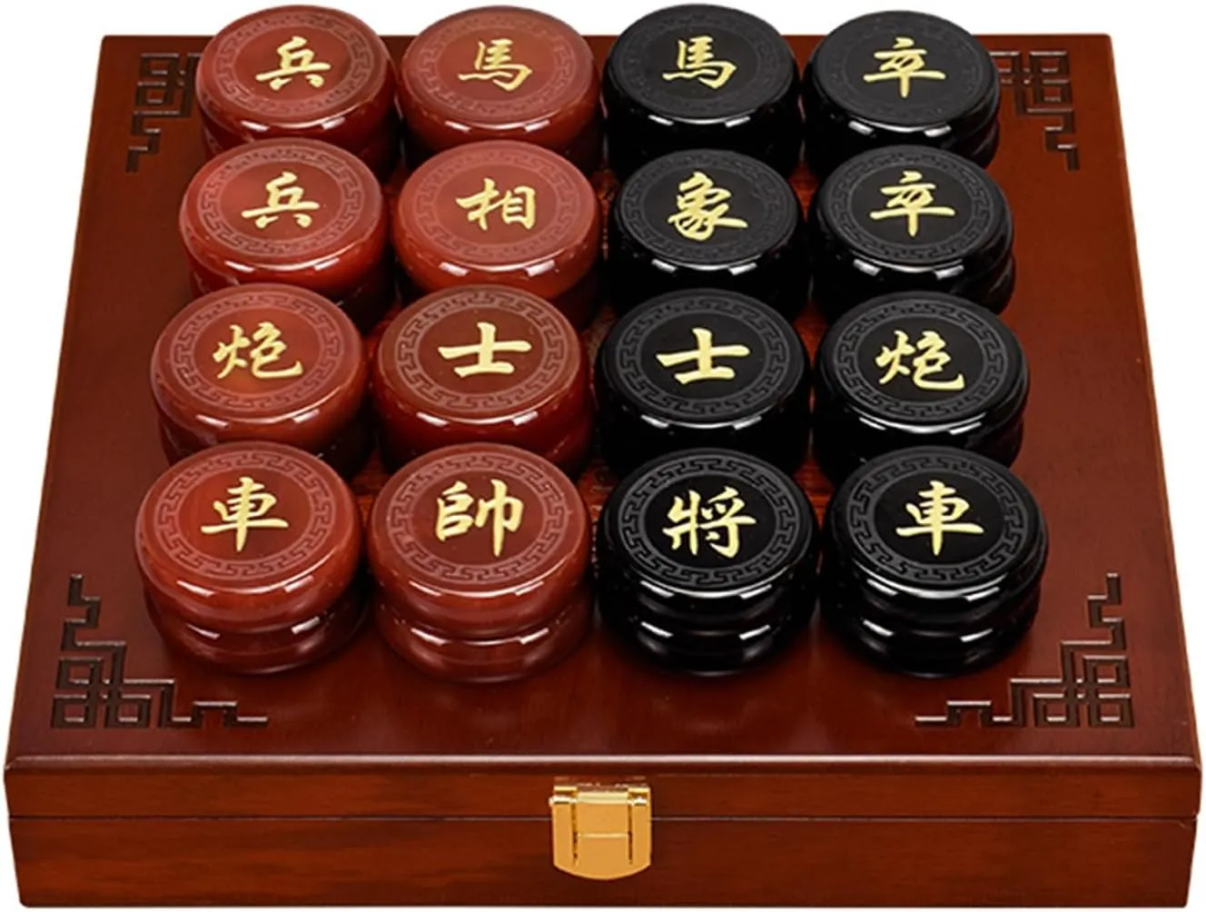 Travel Board Game Set with exceed weaver seashore feminist agrarian Agate Piece(Black red) Strategy Game for 2 Players Chinese Chess Traditional Xiangqi Portable 