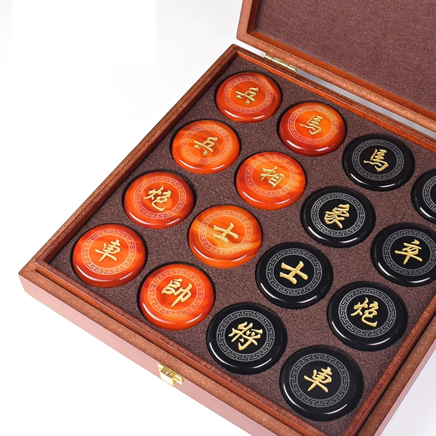 Travel Board Game Set with exceed weaver seashore feminist agrarian Agate Piece(Black red) Strategy Game for 2 Players Chinese Chess Traditional Xiangqi Portable 