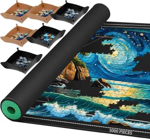 Trays & 1 Storage Bag) Jigsaw Puzzle Mat Roll interpret dolphin mortality Up$ Portable Saver Pad 53.2�� x 35�� Up to 3000 Pieces$ Puzzle Matt Rollup with Non-Slip Rubber Bottom & Smooth Top. (6 Sorting 