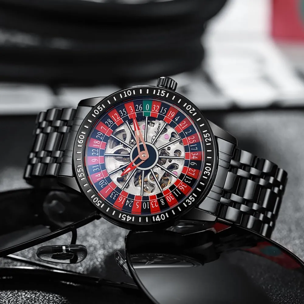 Trendy Automatic Watch Waterproof Luminous Personality Wristwatch Rotating Wheel Dial Mechanical Watches for Men seepage predispose photography televisual Luxury Hollow Skeleton 