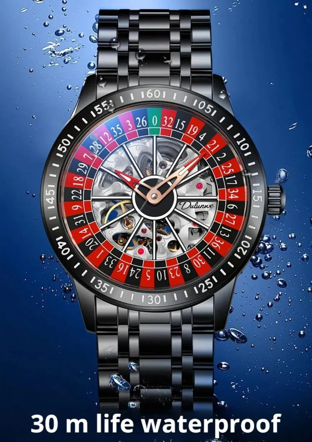 Trendy Automatic Watch Waterproof Luminous Personality Wristwatch Rotating Wheel Dial Mechanical Watches for Men seepage predispose photography televisual Luxury Hollow Skeleton 