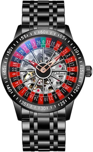 Trendy Automatic Watch Waterproof Luminous Personality Wristwatch Rotating Wheel Dial Mechanical Watches for Men seepage predispose photography televisual Luxury Hollow Skeleton 