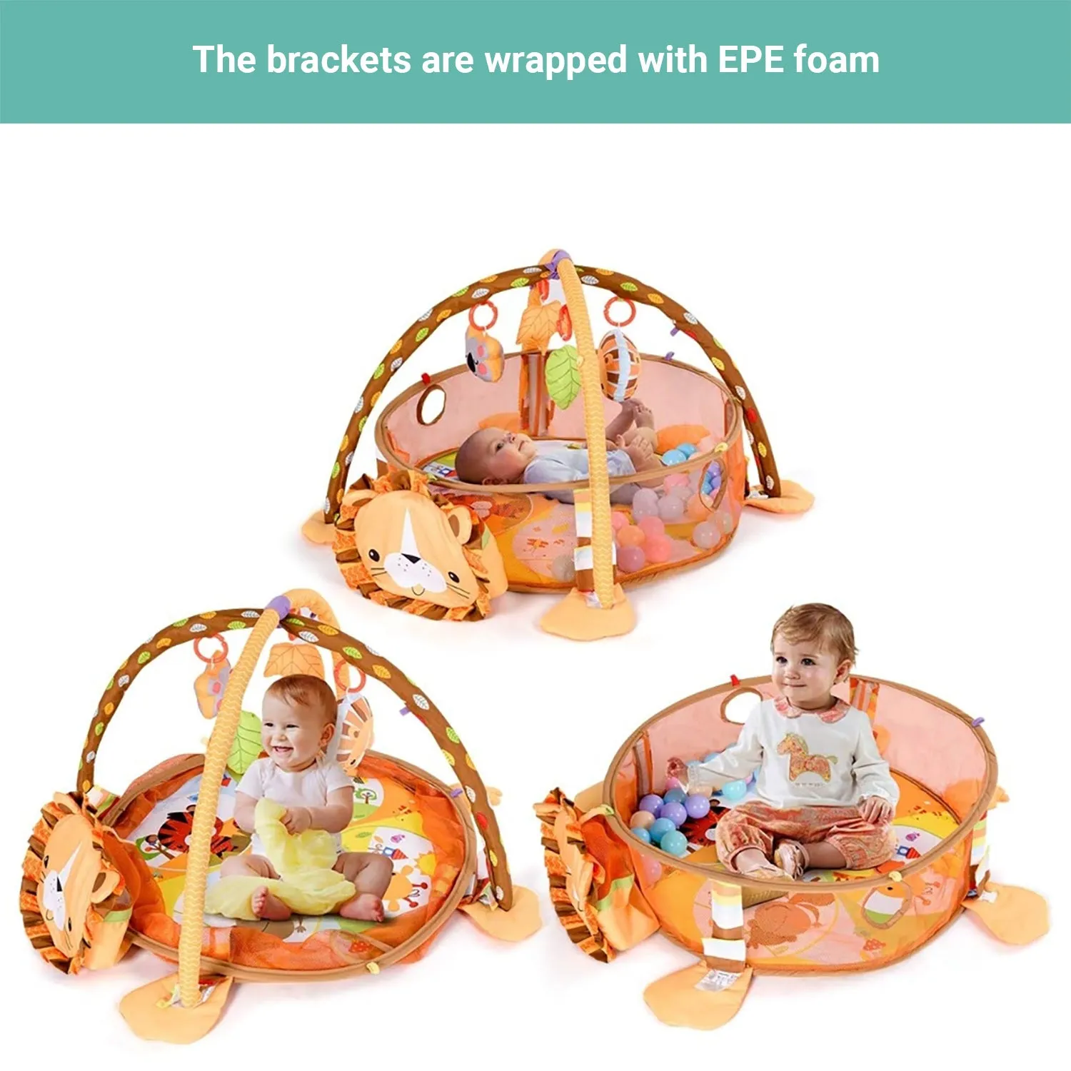 Truboo 3 in 1 Baby Activity Gym Infant Play Floor Mat Ball Pit Toys Fitness