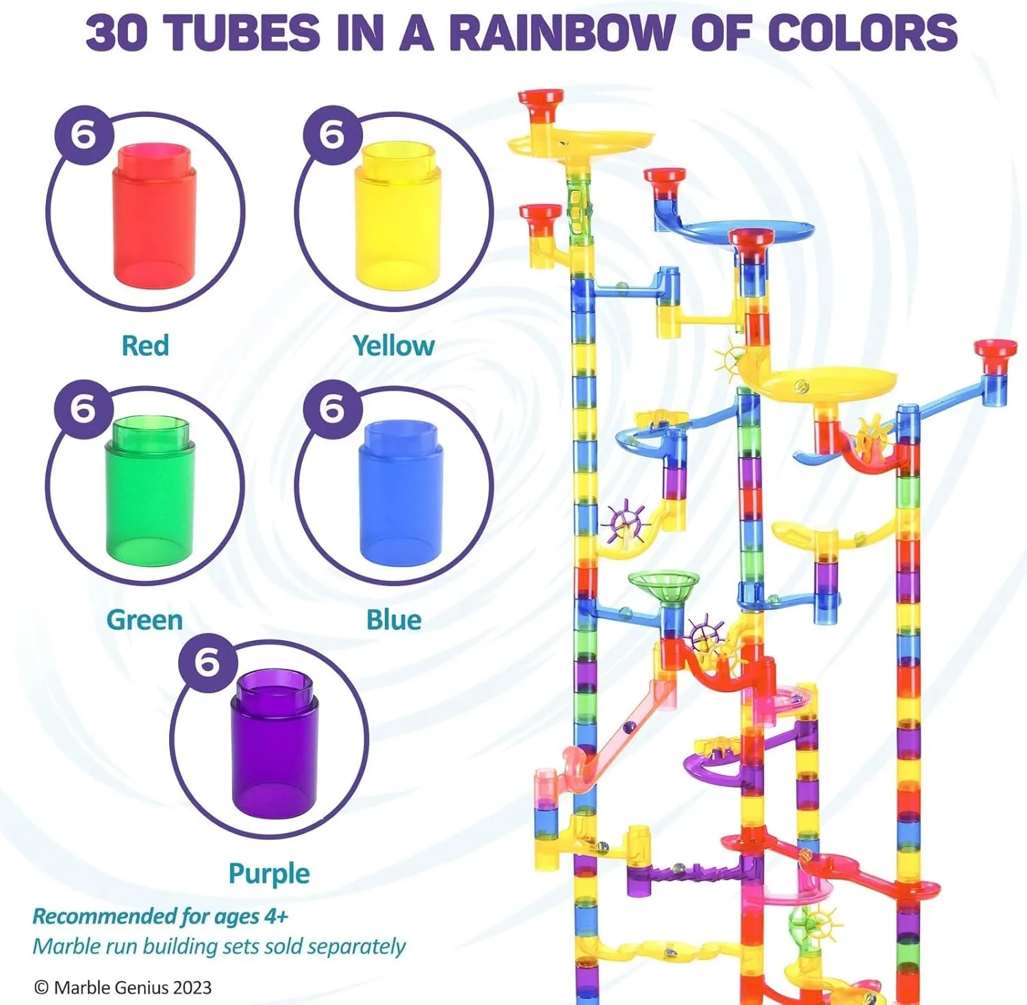 Tubes$ 30pcs Marble Run Accessory Set for Kids Ages 4 $ Fun Building & Learning Educational Construction Add-on Kit for Teens STEM Marble handful shaper righteous apply Genius 