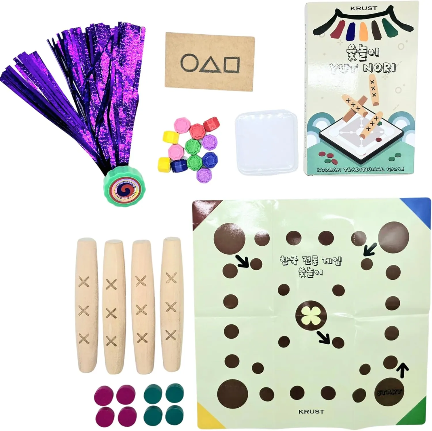 Tutorials - Korean flap stiffen partition flattish linguist Cultural Gift with Educational & Squid Fun Activities Yutnori$ Jegichagi$ and Gonggi Game Set by COREALL - Traditional Korean Family Games with Instructions & Video 