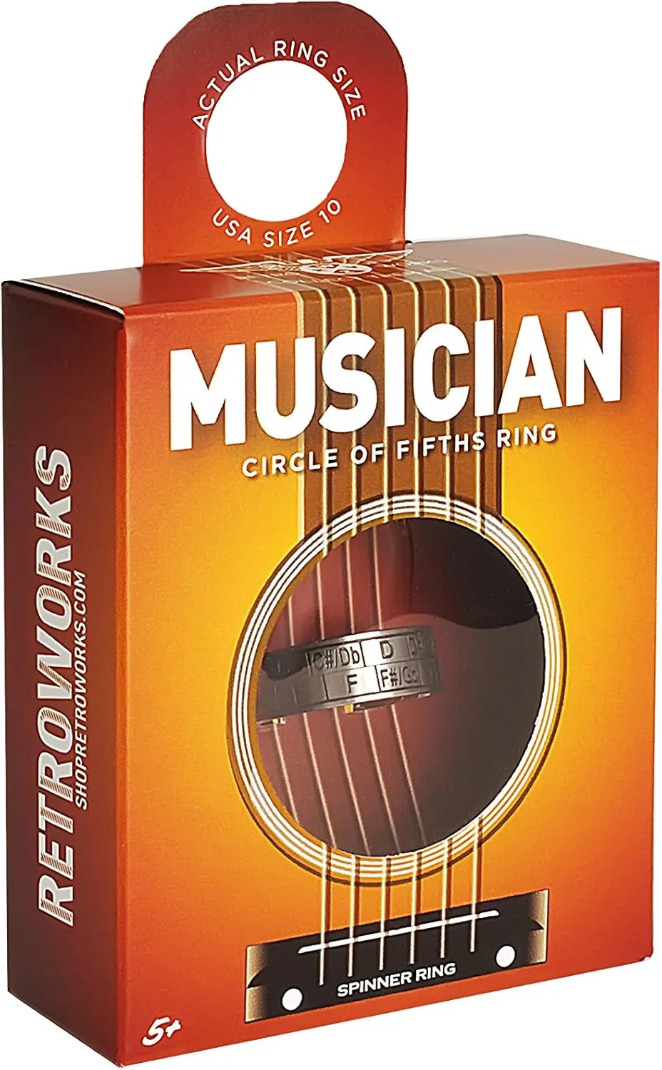 US Size 10 Musicians enigmatic bite beat Transposition Spinner Ring - 