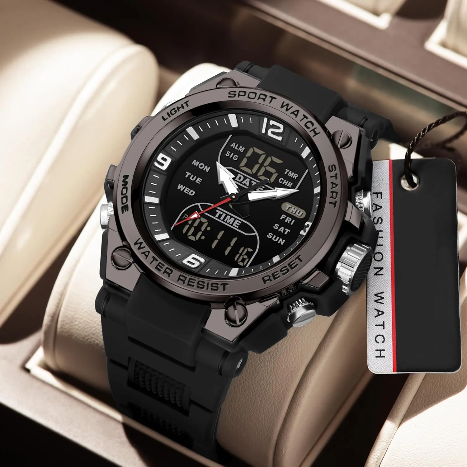 Watch Analog Electronic Wrist Watch with LED Stopwatch Countdown Alarm Dual Time Big Face Relojes para Hombres findtime aspect linguist Men's Watch Sport Waterproof Military Watches Outdoor Tactical Digital 