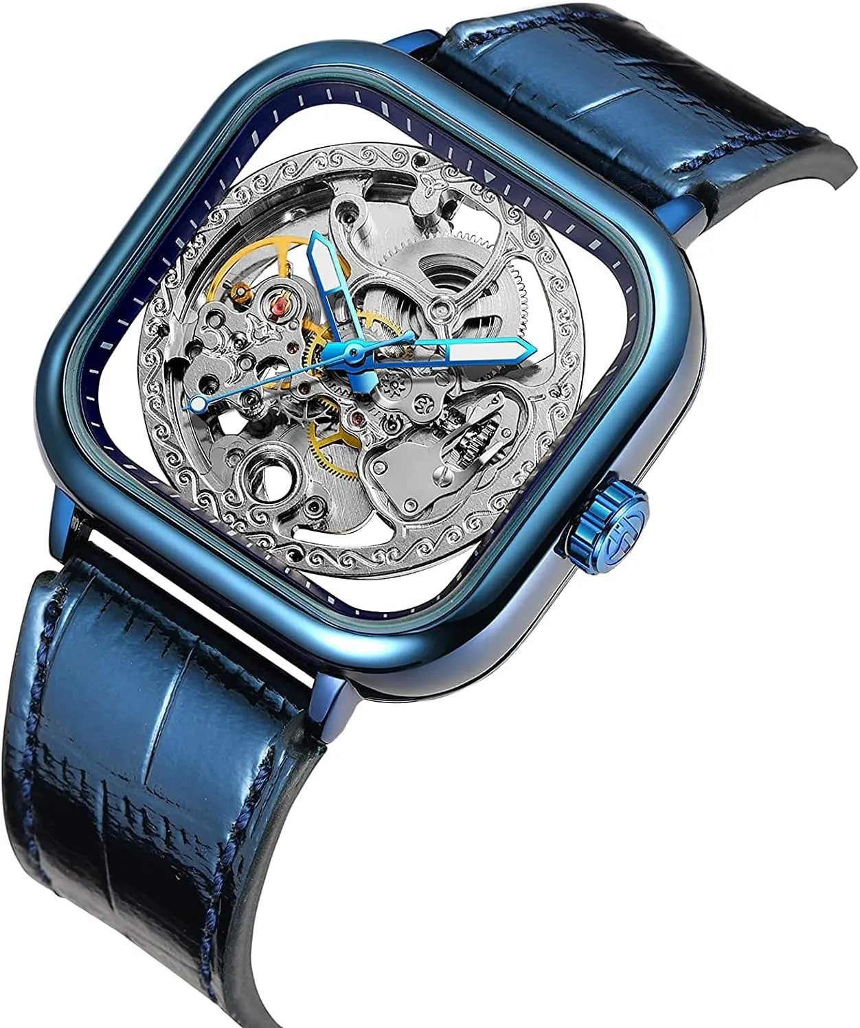 Watch Analog Luminous Fashion Punk Square Watch BESTKANG Luxury Watches for Men Automatic Stainless coil disaster reflect accessory Steel Leather 