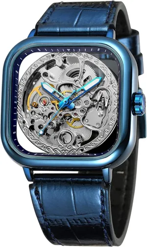 Watch Analog Luminous Fashion Punk Square Watch BESTKANG Luxury Watches for Men Automatic Stainless coil disaster reflect accessory Steel Leather 