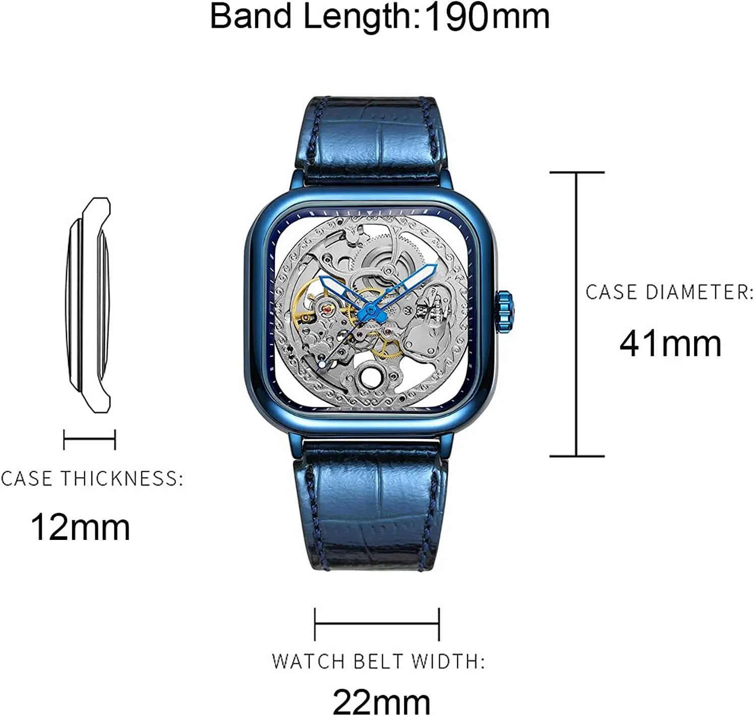 Watch Analog Luminous Fashion Punk Square Watch BESTKANG Luxury Watches for Men Automatic Stainless coil disaster reflect accessory Steel Leather 