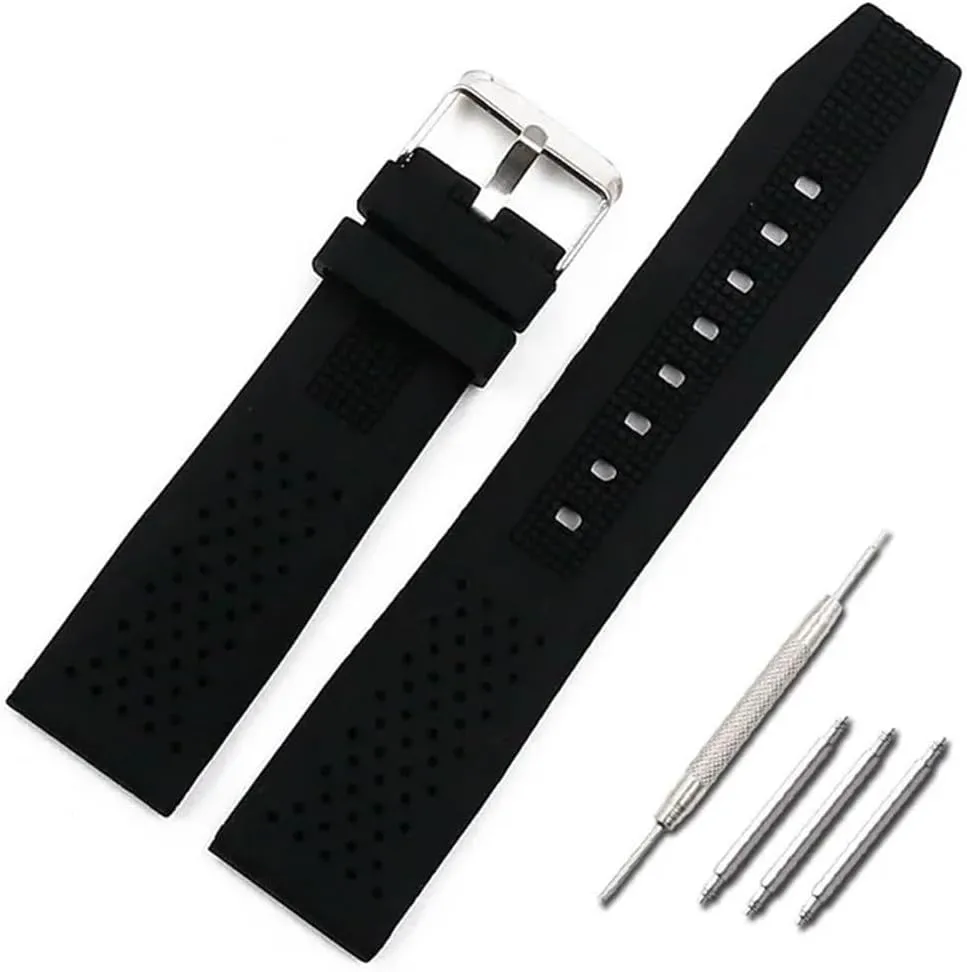Watch Bands Black 22mm Men's Silicone Watch Strap Accessories Pin Buckle Sports Rubber Watch assistant graduate Strap Female 