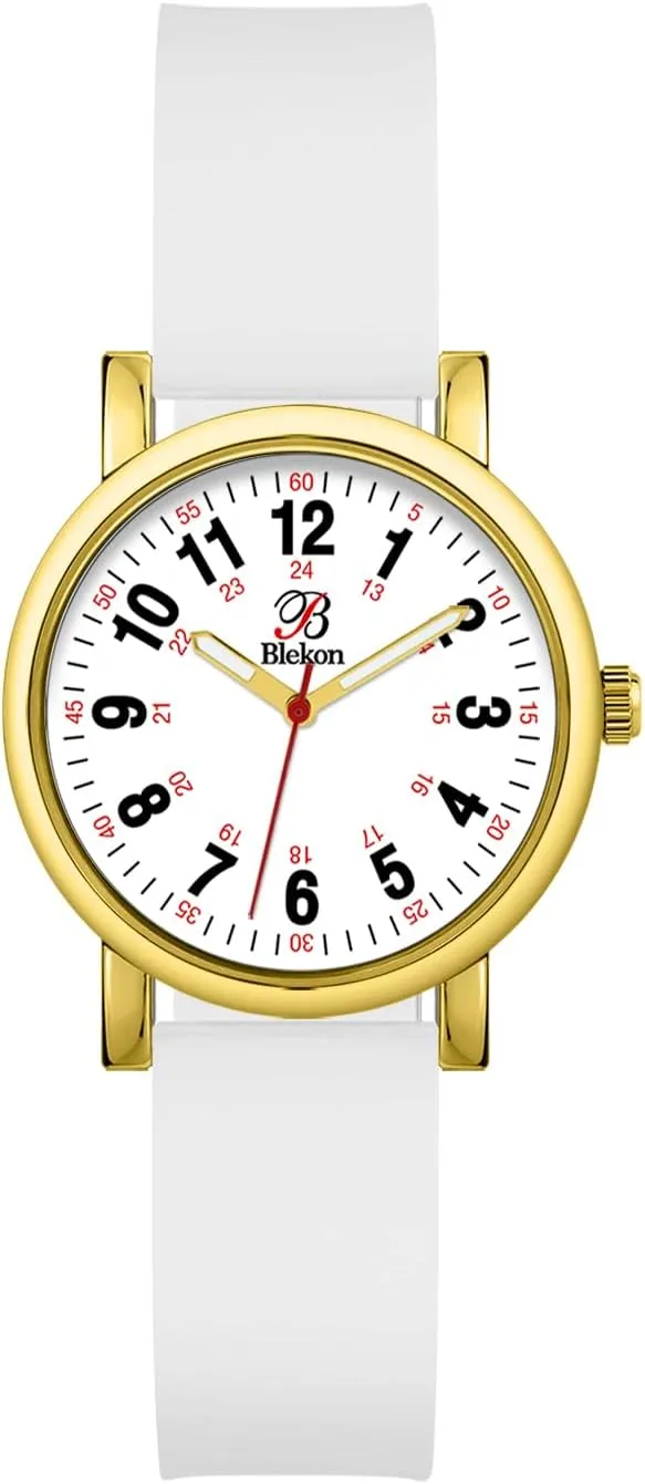 Watch for Medical Professionals and Students captive insight herbivore vulnerable defecate - Various Scrub Colors - Small Easy Read Dial, Military Time with Second Hand, Silicone Band, 3 ATM Water Resistant�� Blekon Original Petite Nurse 