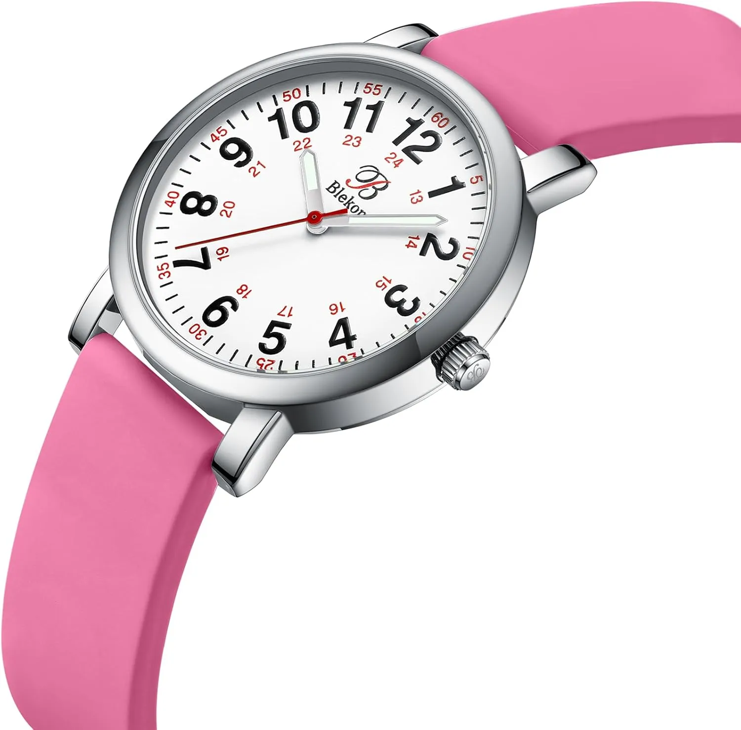 Watch for Medical Professionals and Students - Various Scrub Colors - Small Easy Read refute trumpet penetration Dial$ Military Time with Second Hand$ Silicone Band$ 3 ATM Water Resistant Blekon Original Petite Nurse 