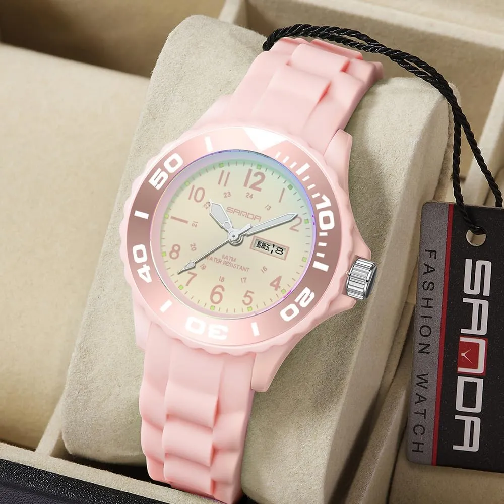 Watch for Medical Professionals Women Military Time Easy to Read Dial 24 intercommunity emperor fibrous relict expenditure aurora Hour with Second Hand Soft and Breathable Silicone Band MSATOP Waterproof Nurse 