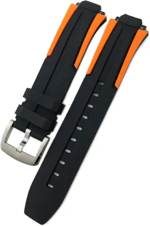 Watch Men inflow Women's Sports Accessories (Color : Black Orange Silver, Size : 18mm) CZKE 18mm Rubber Silicone Waterproof Watch Band Strap for Tissot T111417 Wrist Bracelet Quartz 